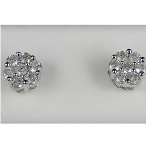 1LEFT🌟1/2 CT Diamond Cluster 10K Gold Over  Studs